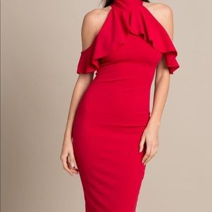 Missguided red fringe dress